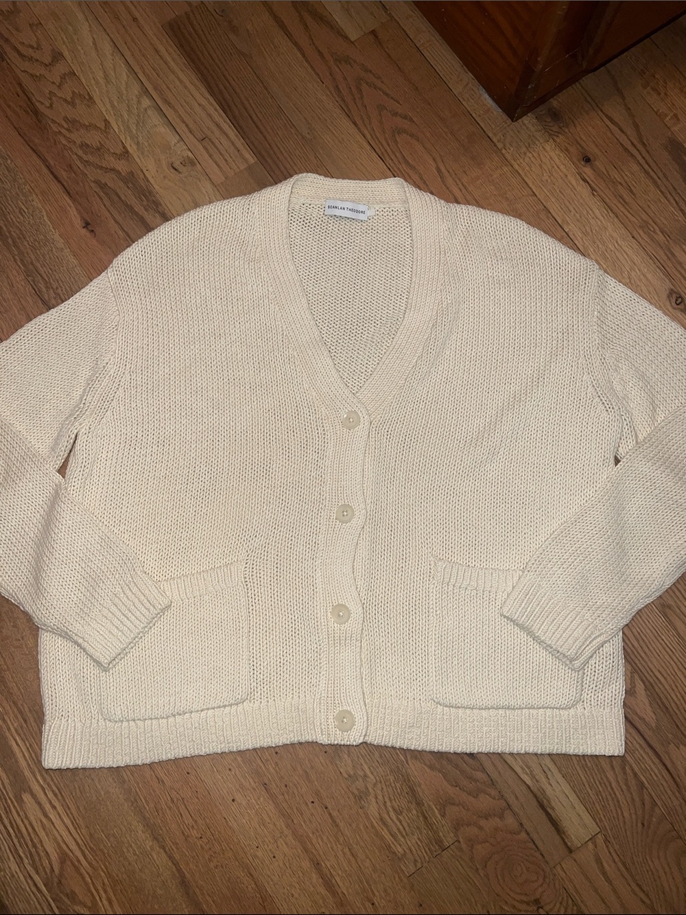 Scanlan Theodore Cream Button-Front V-Neck Cardigan Size M